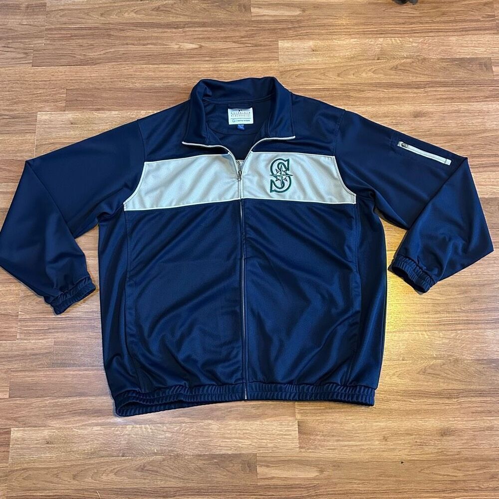 Seattle Mariners Lightweight Full Zip Jacket MLB Blue and Gray | Men Size XXL